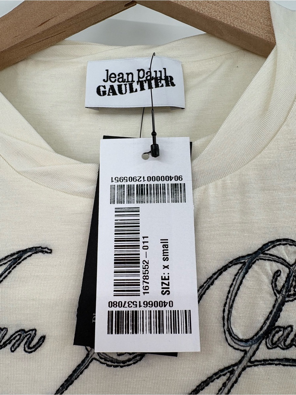 Jean Paul Gaultier Tattoo Logo Baby Tee Wings Ivory XS NWT Designer - Picture 11 of 14